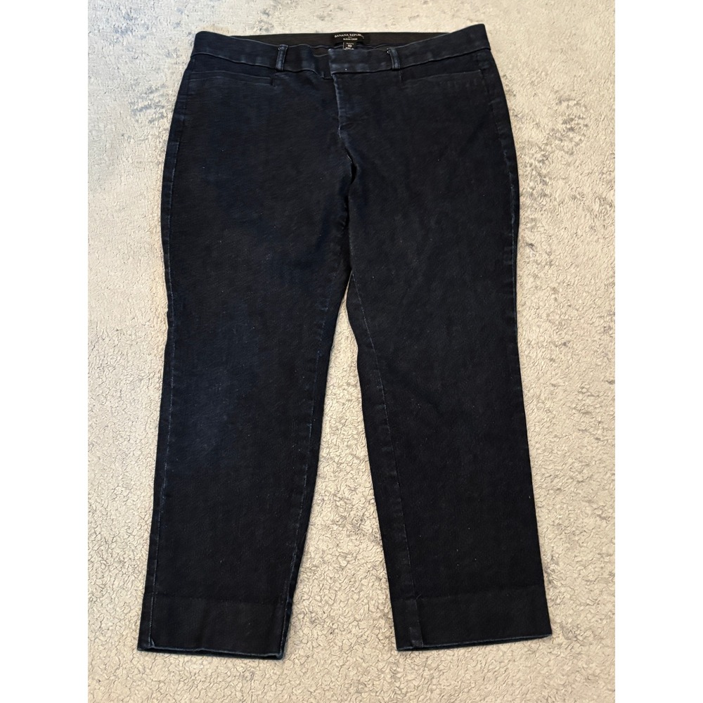 Banana Republic Sloan Crop Pants Womens 10 Petite Dark Indigo Blue Stretch Denim